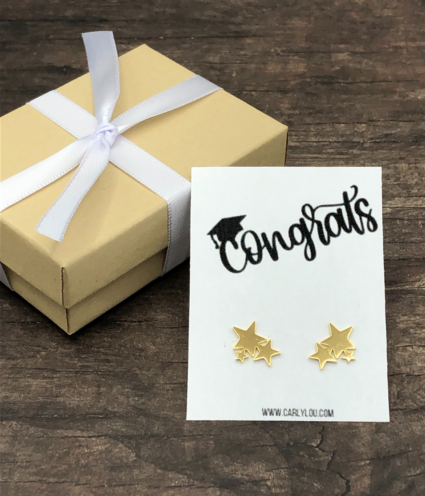 Congrats Graduation Earrings - Stainless Steel Star Earrings