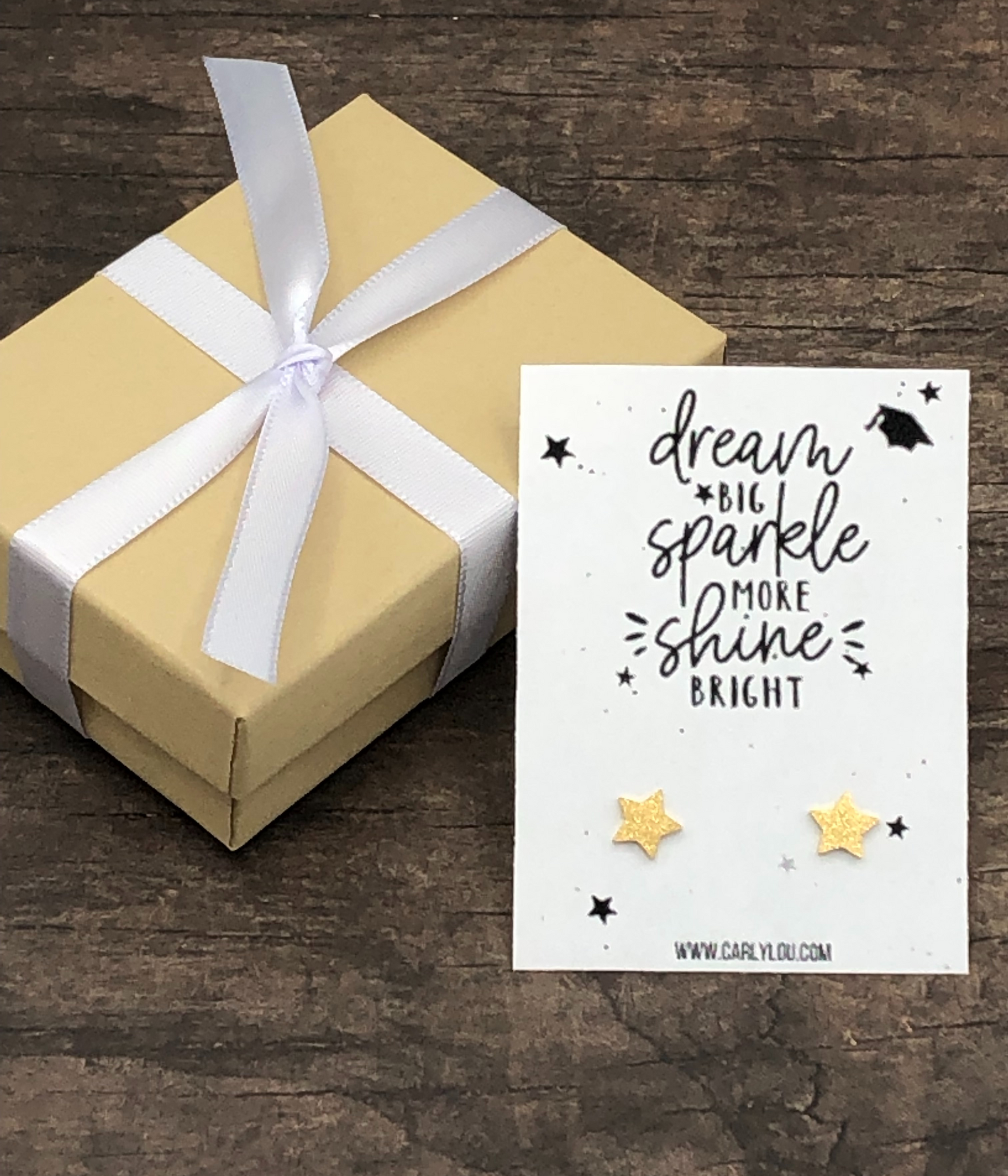Dream Big Sparkle More Shine Bright Graduation Earrings