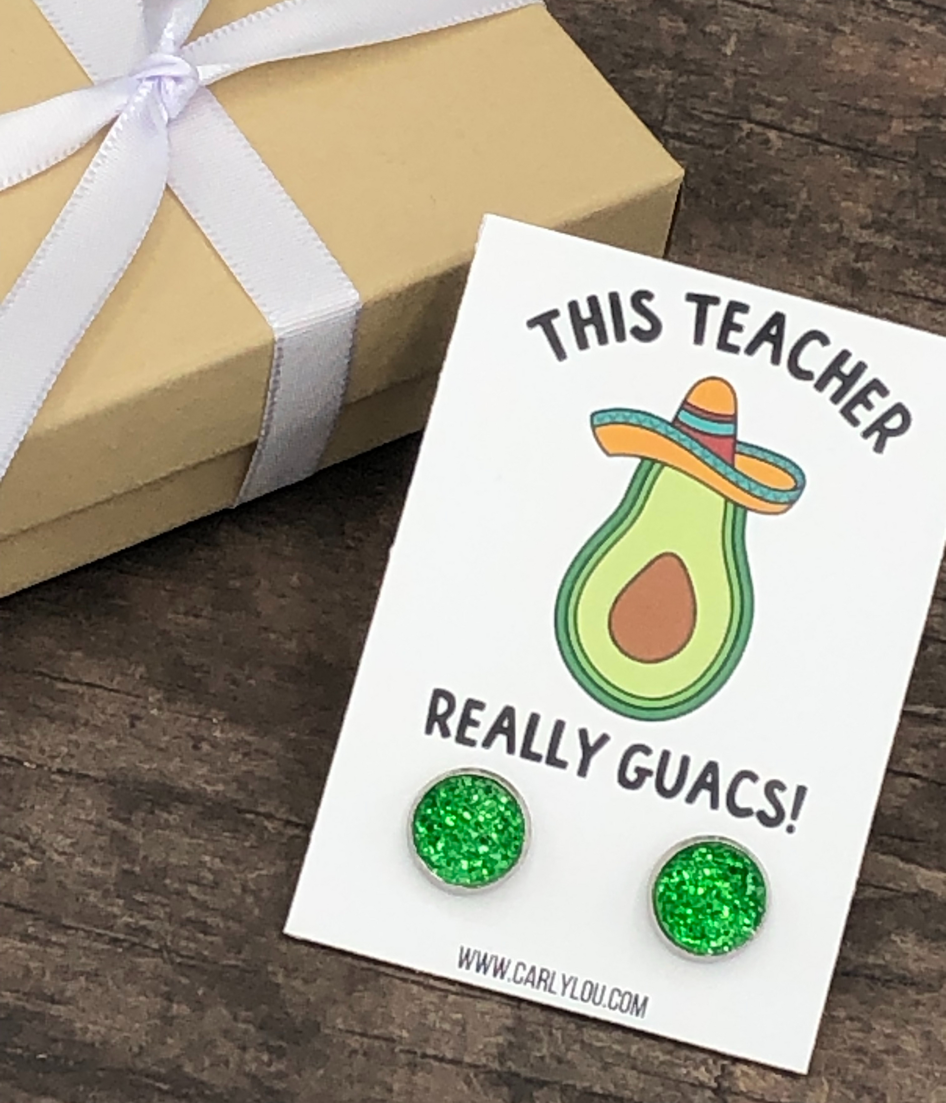 This Teacher Really Guacs with Green Druzy Earrings