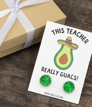 Load image into Gallery viewer, This Teacher Really Guacs with Green Druzy Earrings
