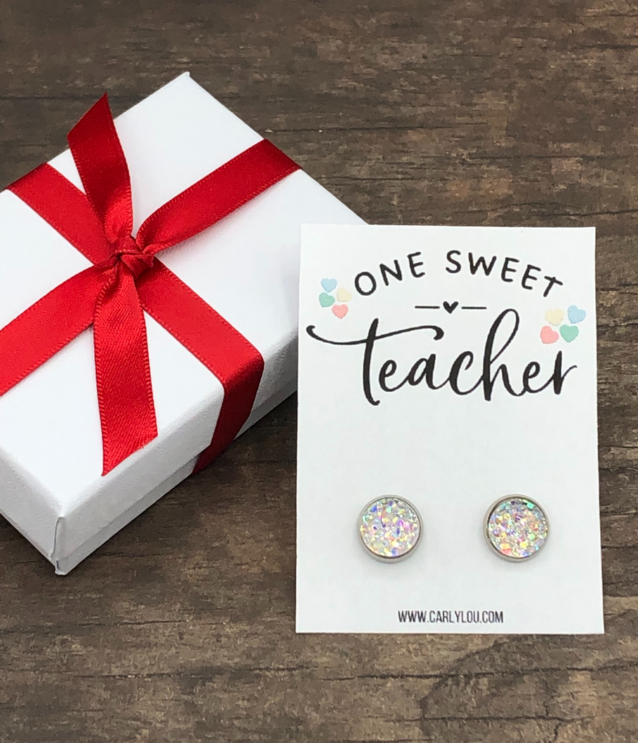 One Sweet Teacher Earrings - Valentine Teacher Gift