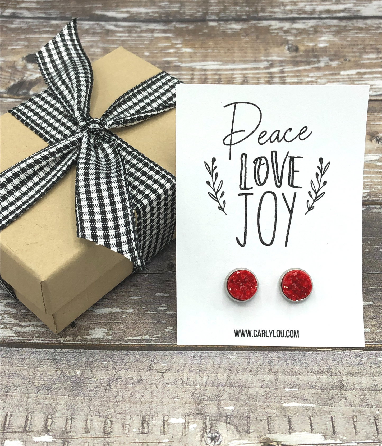 Farmhouse Christmas Earrings: Peace Love Joy