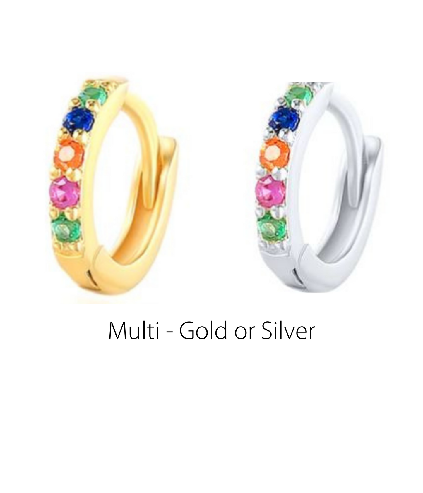 Sterling Silver Colorful Huggie Hoops