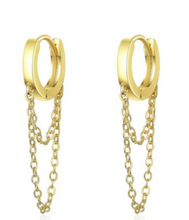Load image into Gallery viewer, Sterling Silver Huggie Hoop Earrings with Charm
