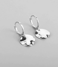 Load image into Gallery viewer, Sterling Silver Huggie Hoop Earrings with Charm
