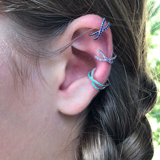 Sterling Ear Cuff with Colored Stones