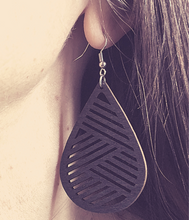 Load image into Gallery viewer, Black Geometric Wood Earrings
