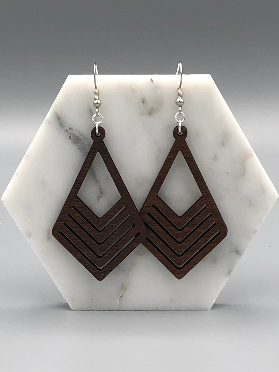 Brown Geometric Wood Earrings