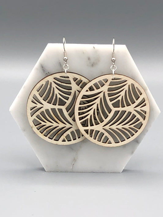Light Round Palm Wooden Earrings