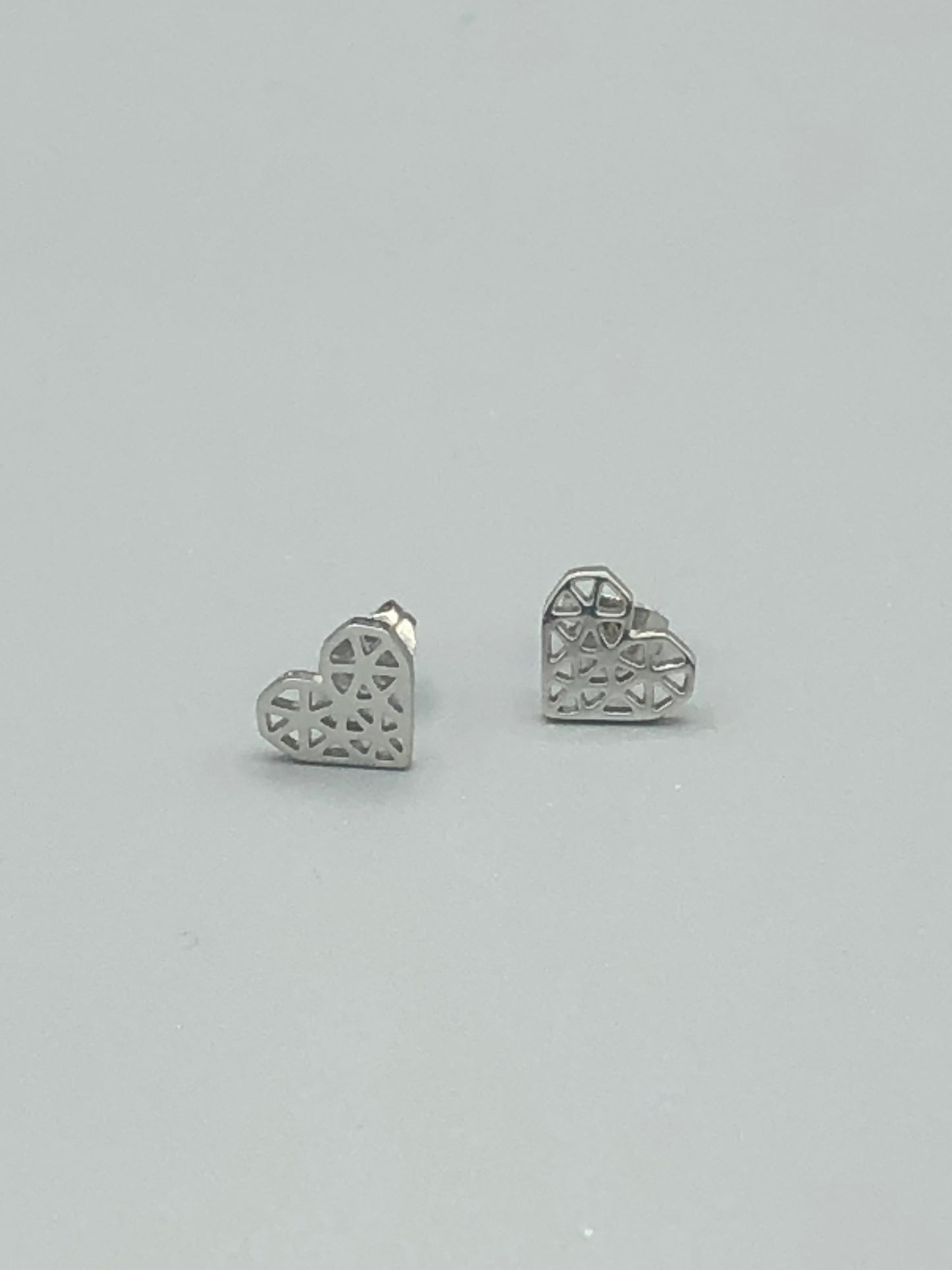 Silver Stainless Steel Heart Earrings