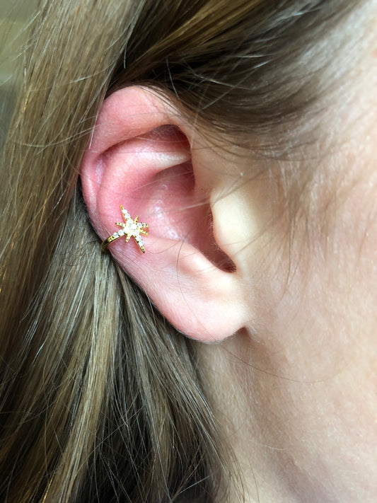 Sterling Ear Cuff - Gold Star
