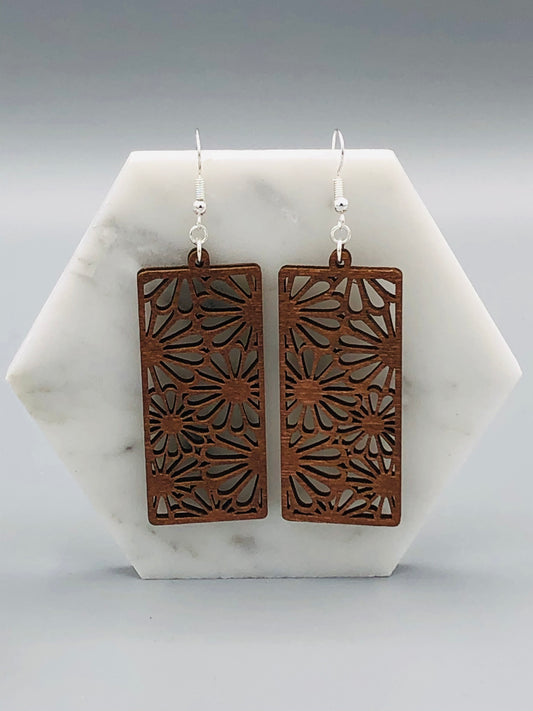 Wooden Daisy Earrings