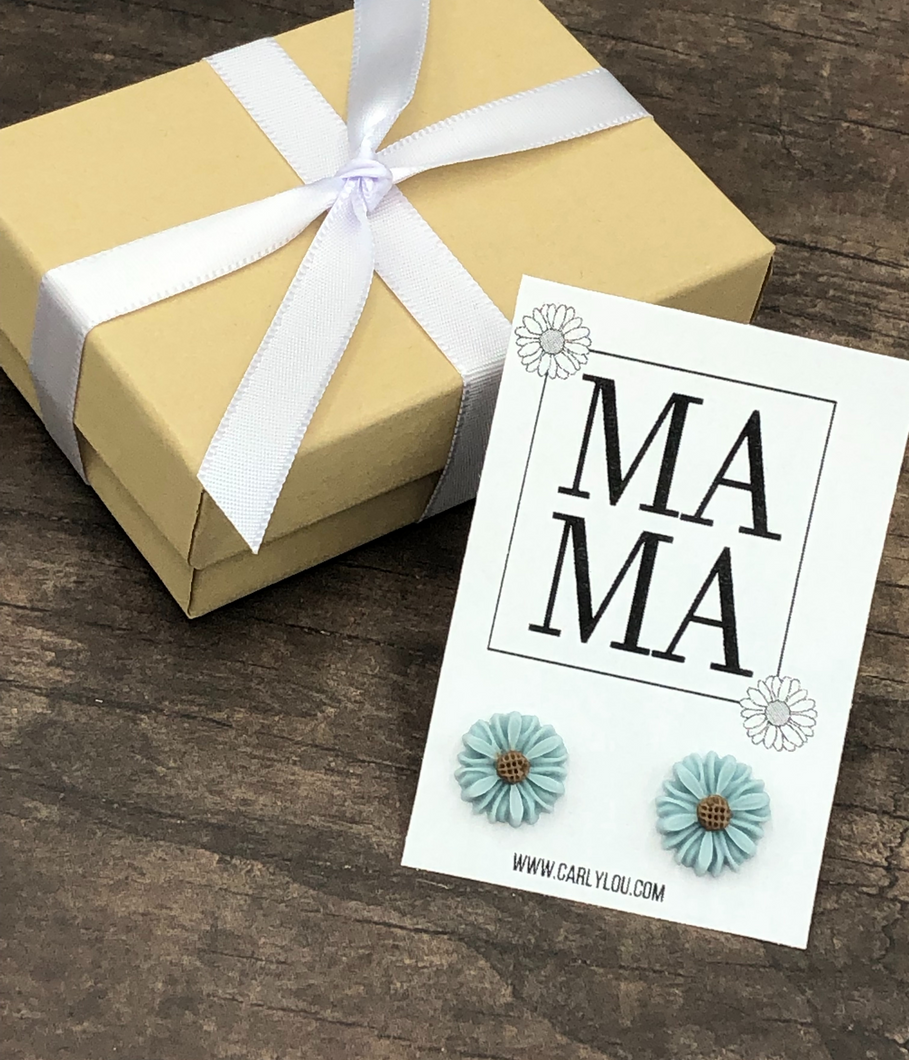 Mama Earrings with 13mm Mint Daisy