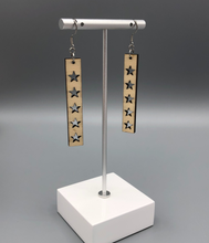 Load image into Gallery viewer, Vertical Bar Patriotic Star Wood Earrings
