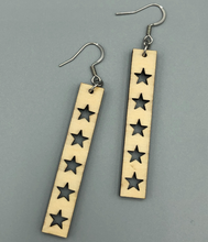 Load image into Gallery viewer, Vertical Bar Patriotic Star Wood Earrings
