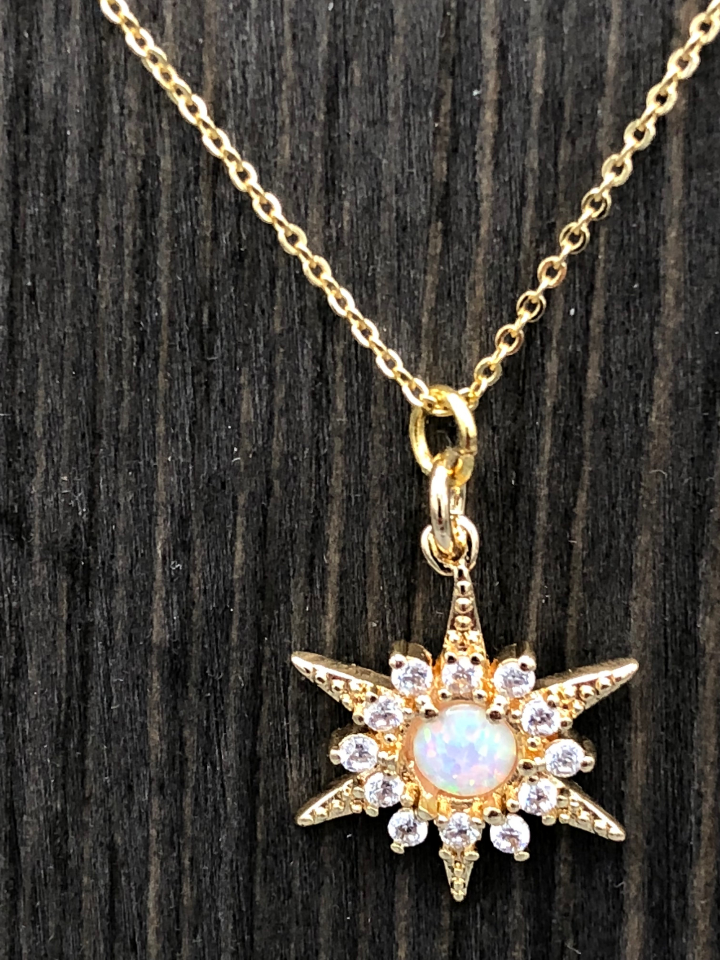 Opal Starburst Pendant Necklace