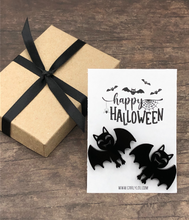 Load image into Gallery viewer, large bat halloween earrings
