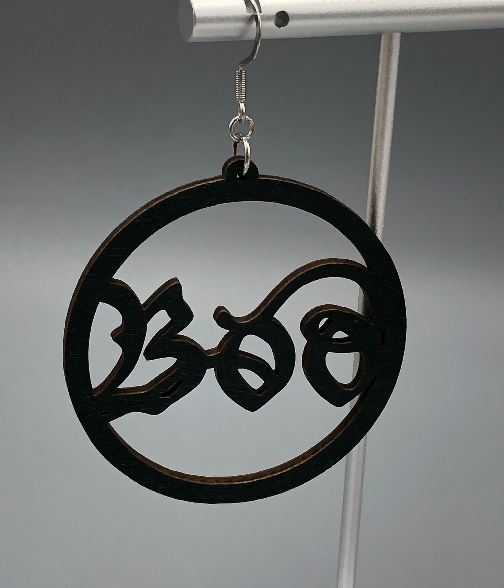 boo round wooden earrings