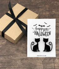 Load image into Gallery viewer, large cat halloween earrings
