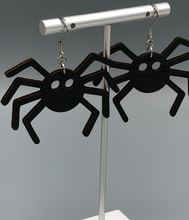 Load image into Gallery viewer, Black Spider Wooden Dangle Earrings
