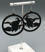 Load image into Gallery viewer, Black Wooden Witch Dangle Earrings
